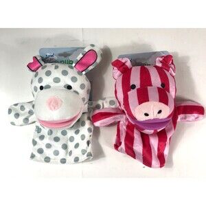 Set of 2 Pretend Play Hand Puppets Bunny & Pig Soft Plush New with Tags Kids 3+